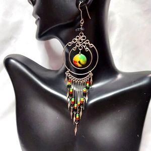 Peruvian Handmade Metal Beaded Earrings